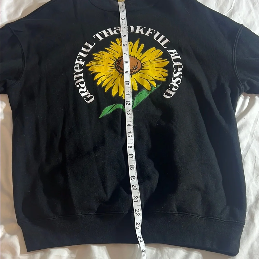 Awake Black Crewneck Sweater with Sunflower Graphic - Picture 6 of 11